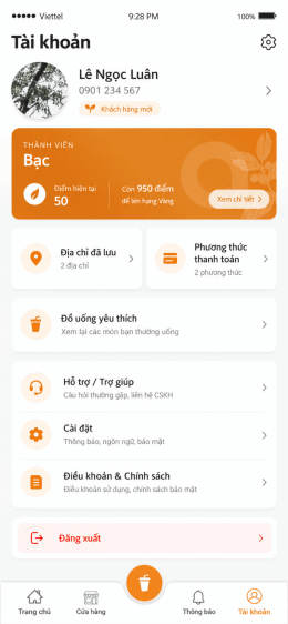 App dành cho chuỗi Coffee