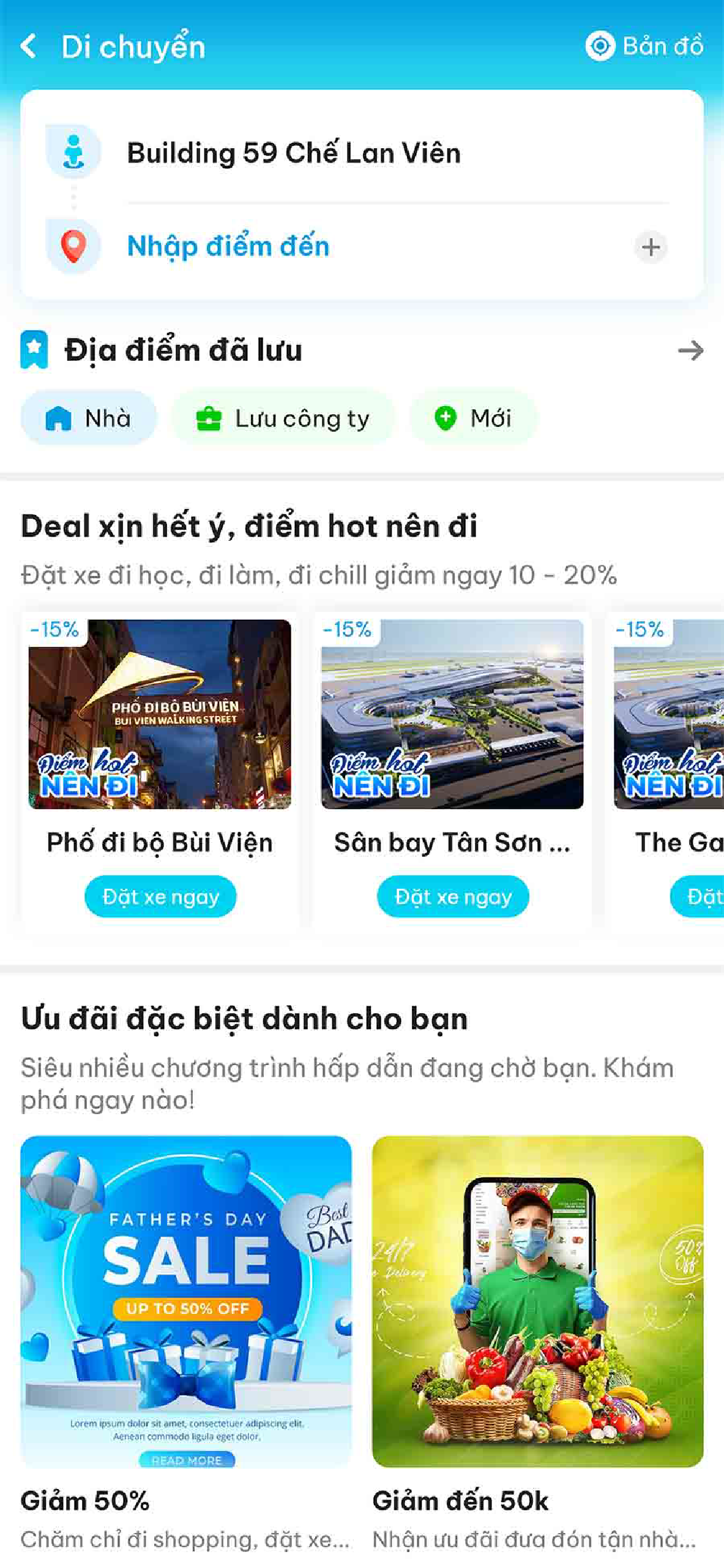SKY : Đặt xe / Giao hàng / Food / Mua sắm