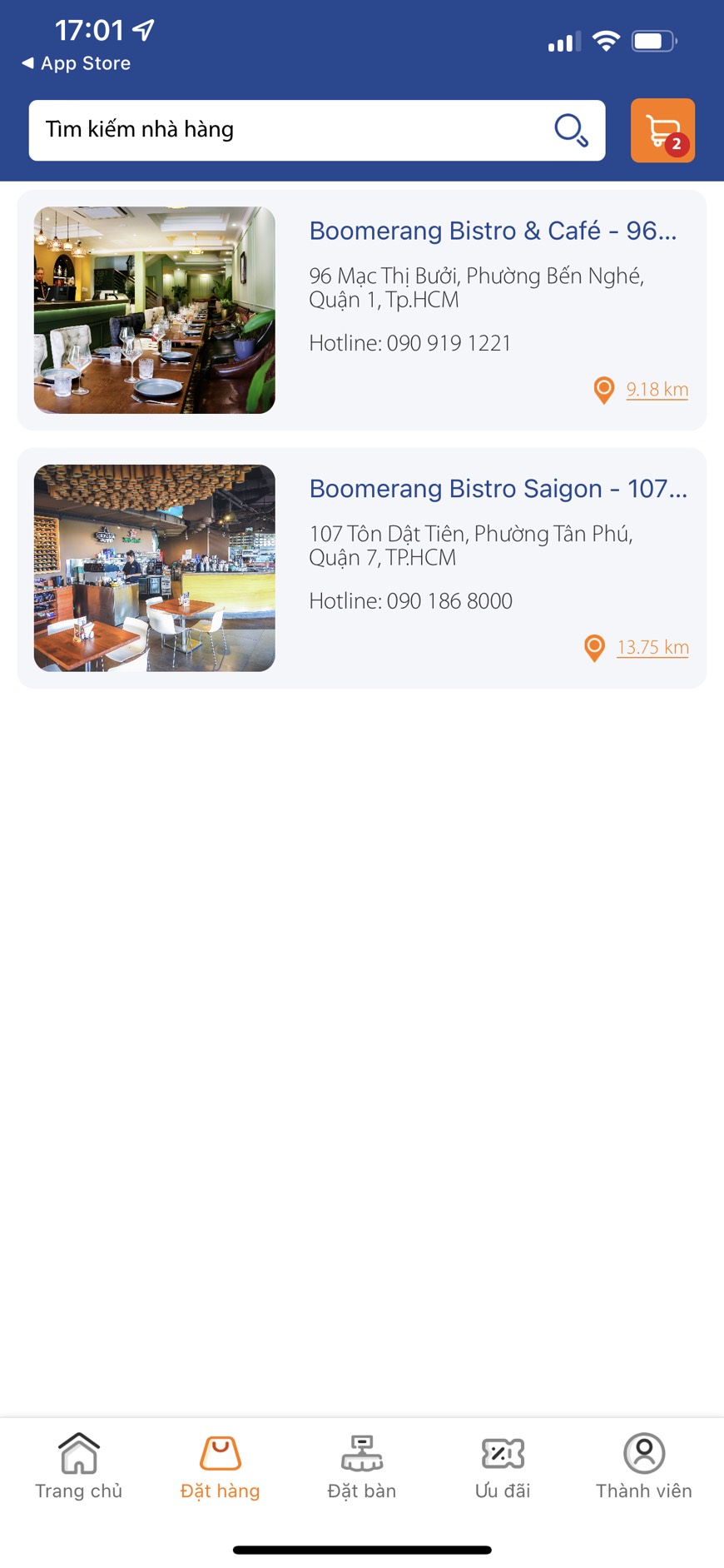 App nhà hàng lĩnh vực FnB