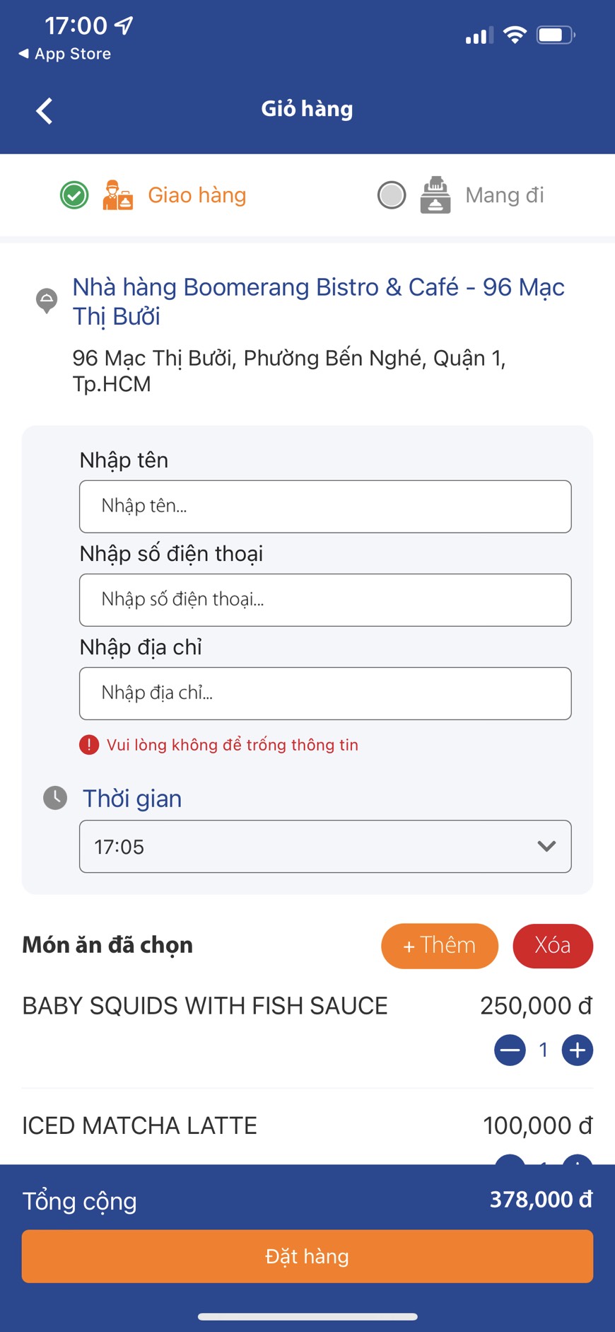App nhà hàng lĩnh vực FnB