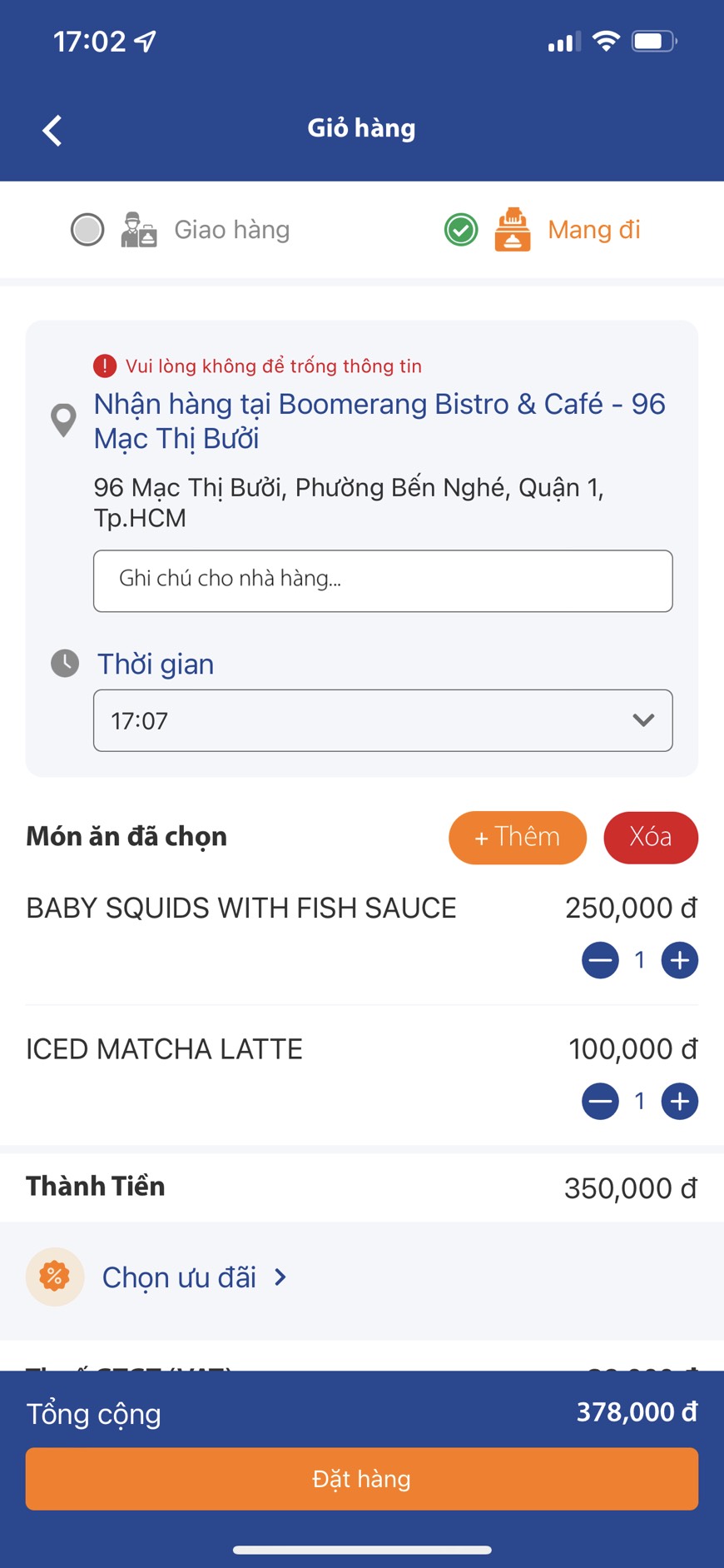 App nhà hàng lĩnh vực FnB