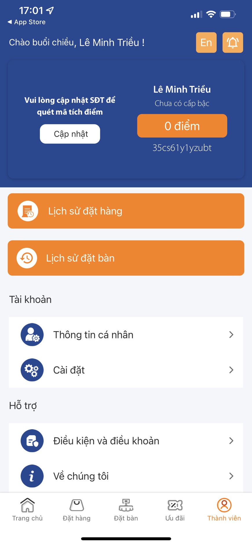 App nhà hàng lĩnh vực FnB