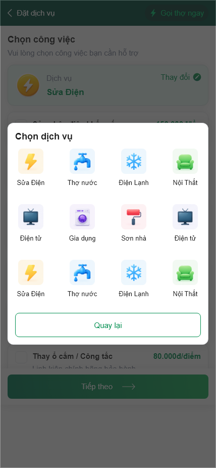 Ứng Dụng gọi thợ