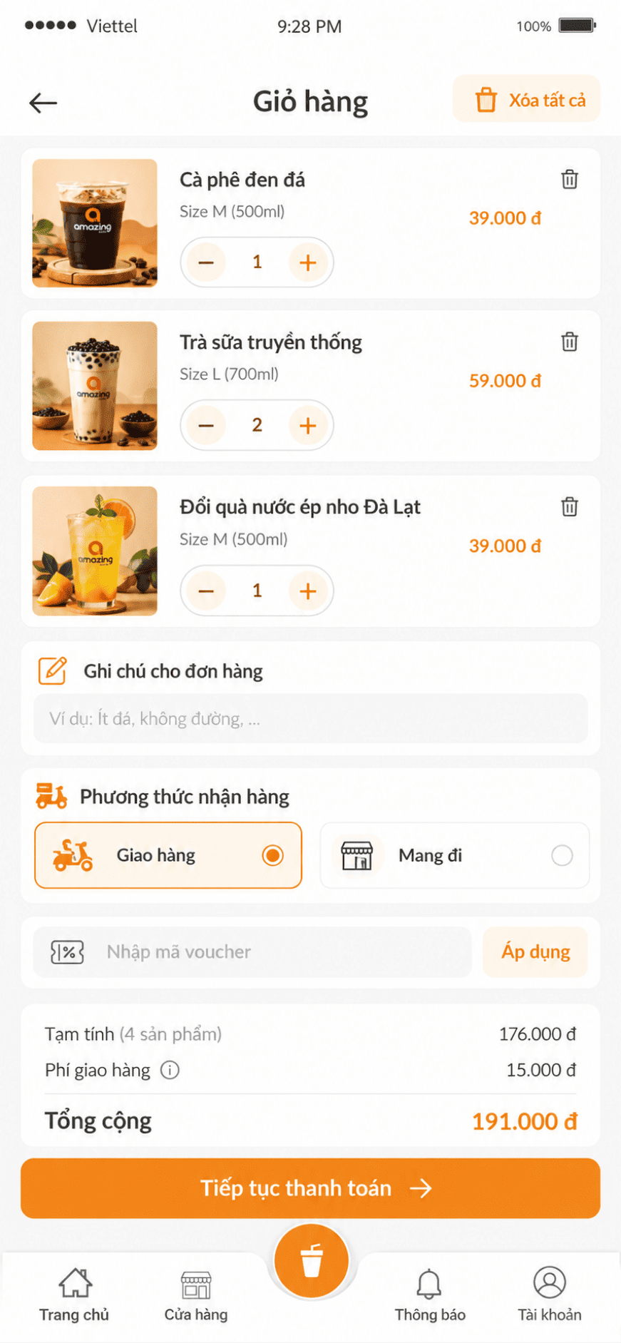 App dành cho chuỗi Coffee